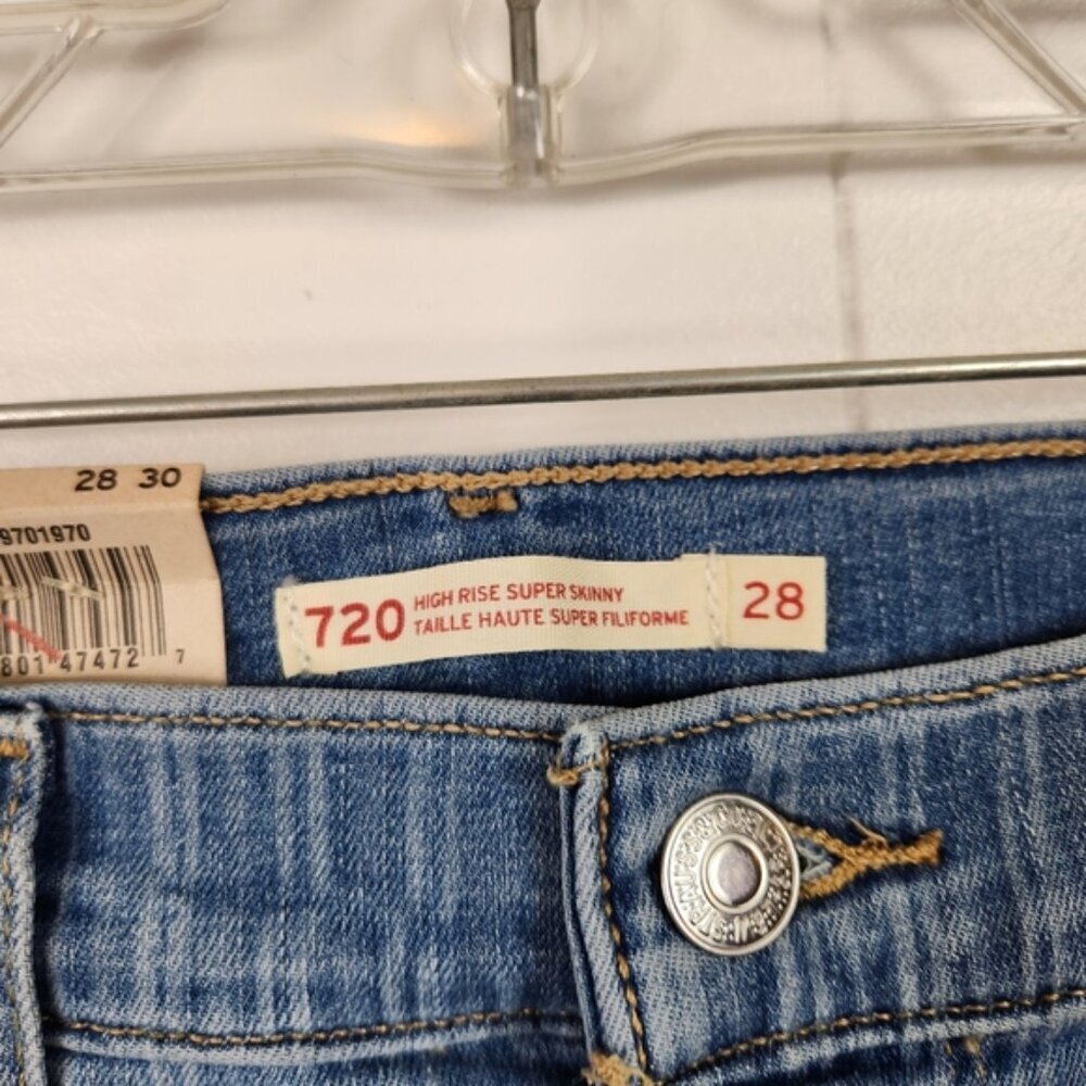 LEVI'S 720 High Rise Super Skinny Sapphire Stripe Jeans New NWT Size 28 Stretch - Picture 7 of 13